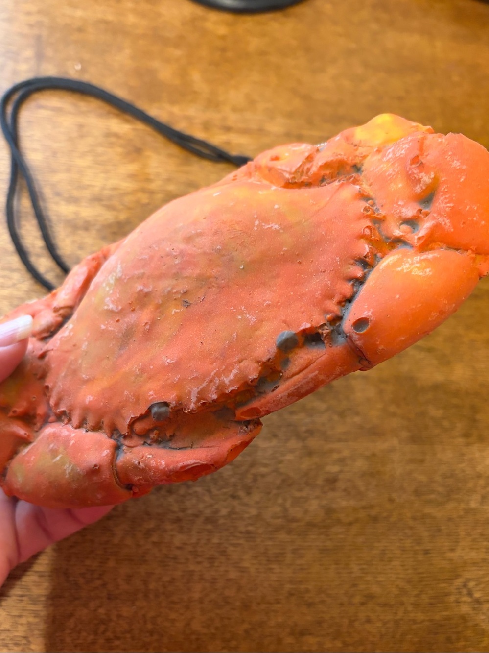 Novelty Orange Crab Wristlet Clutch with Black Strap